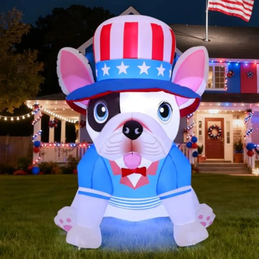 5 Foot Outdoor Patriotic Puppy Dog Inflatable Decoration