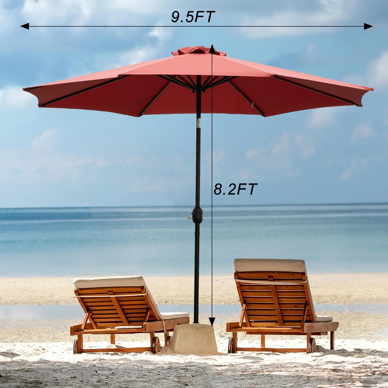 JHK 10 FT Solar Patio Umbrella with 32 LED Lights