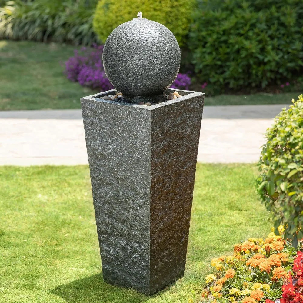 Modern Sphere Outdoor Water Fountain with LED Light