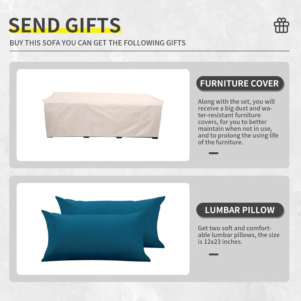 Outdoor Modern 3-Seat Patio Sofa with High Backrest