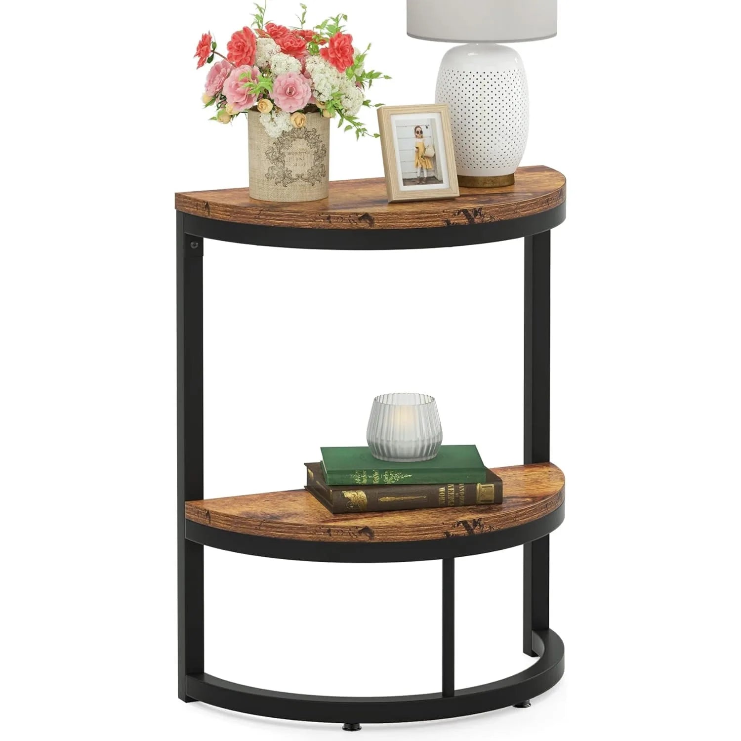 2-Tier Semi-Circle End Table