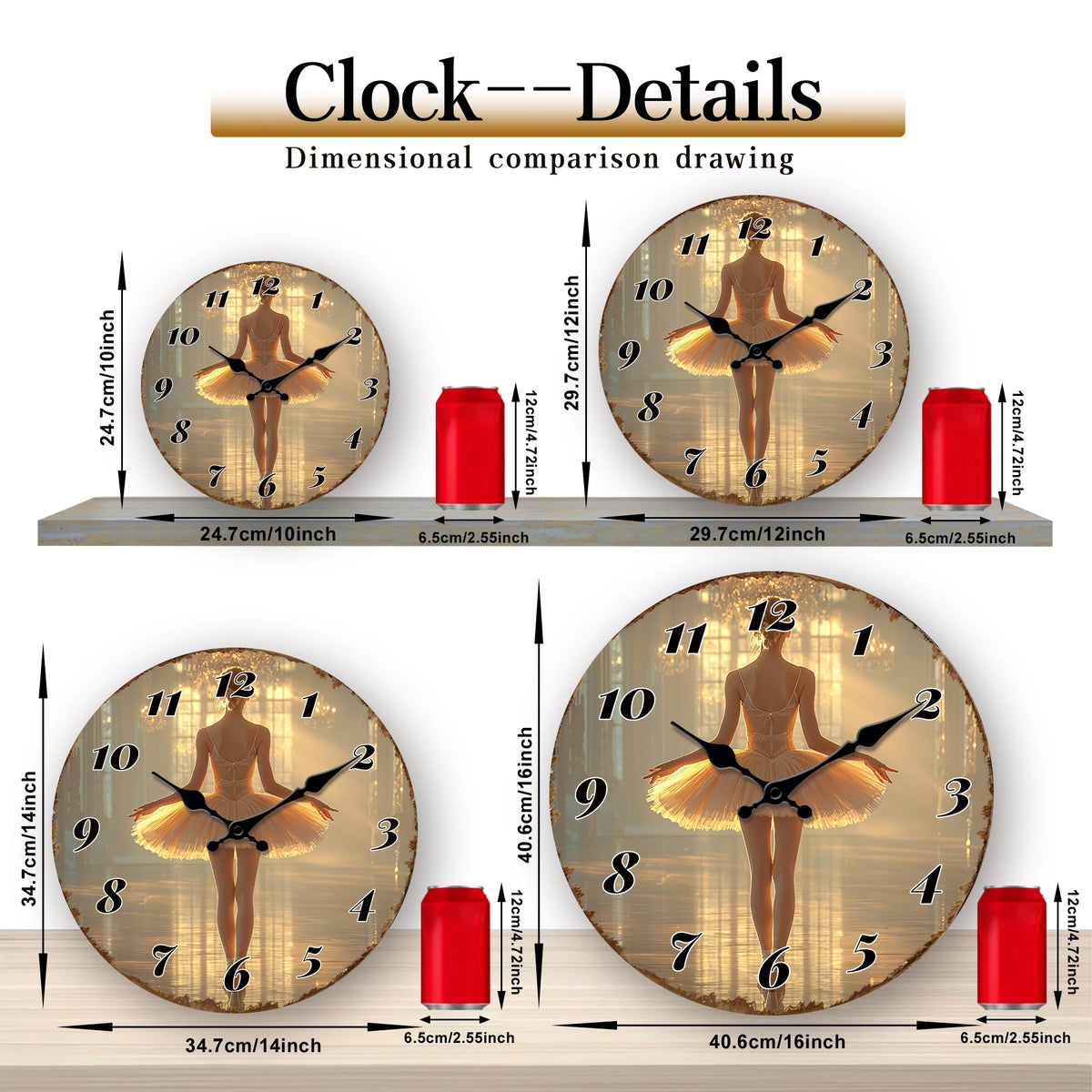 Ballerina in Tutu Dress Wall Clock
