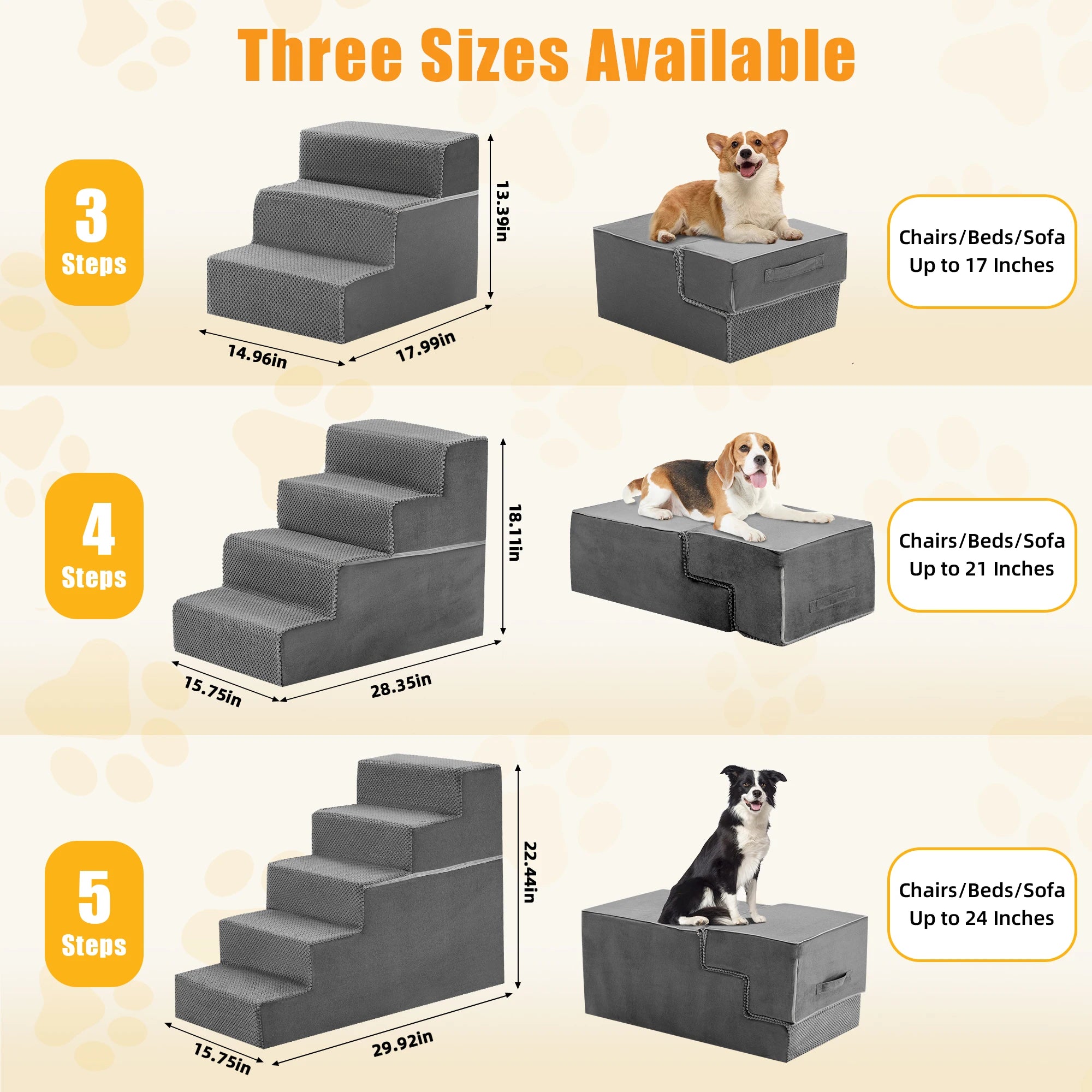 JHK 3-5 Step Foam Dog Stairs