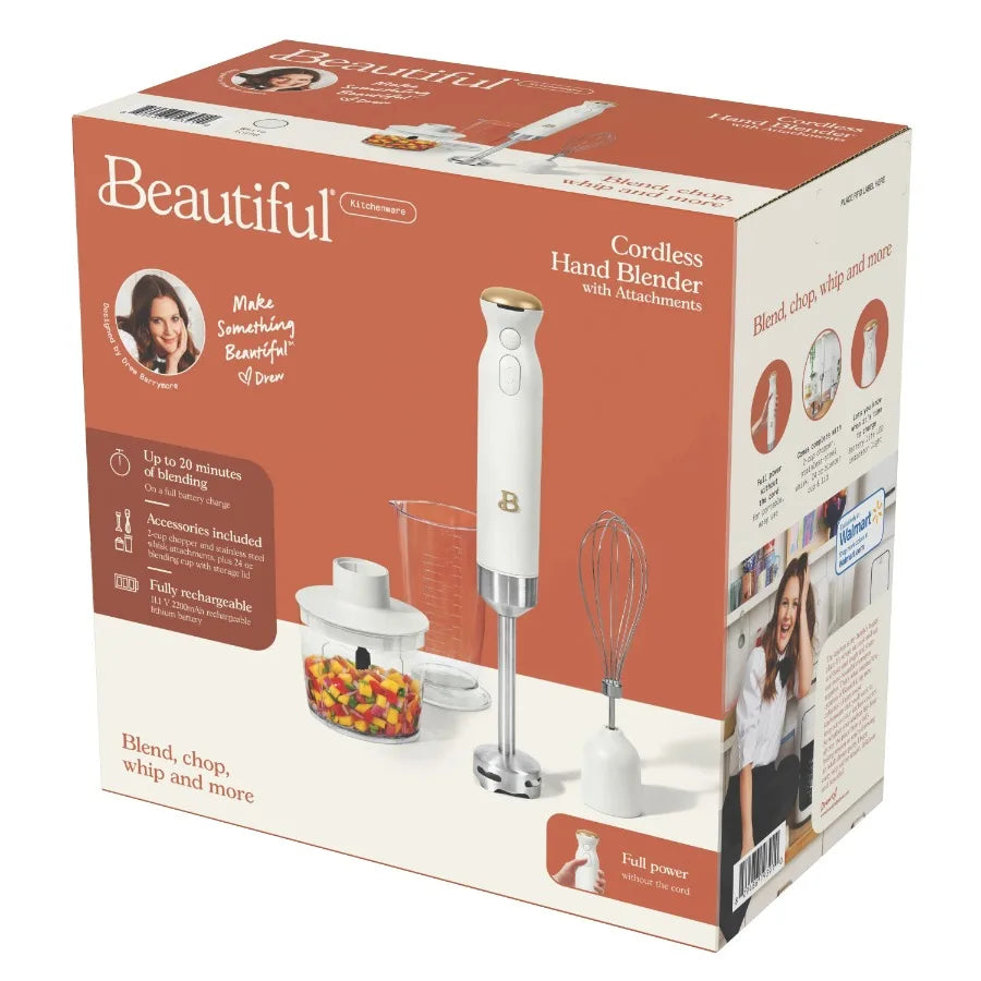 Cordless Immersion Blender with Chopper, Whisk & Measuring Cup