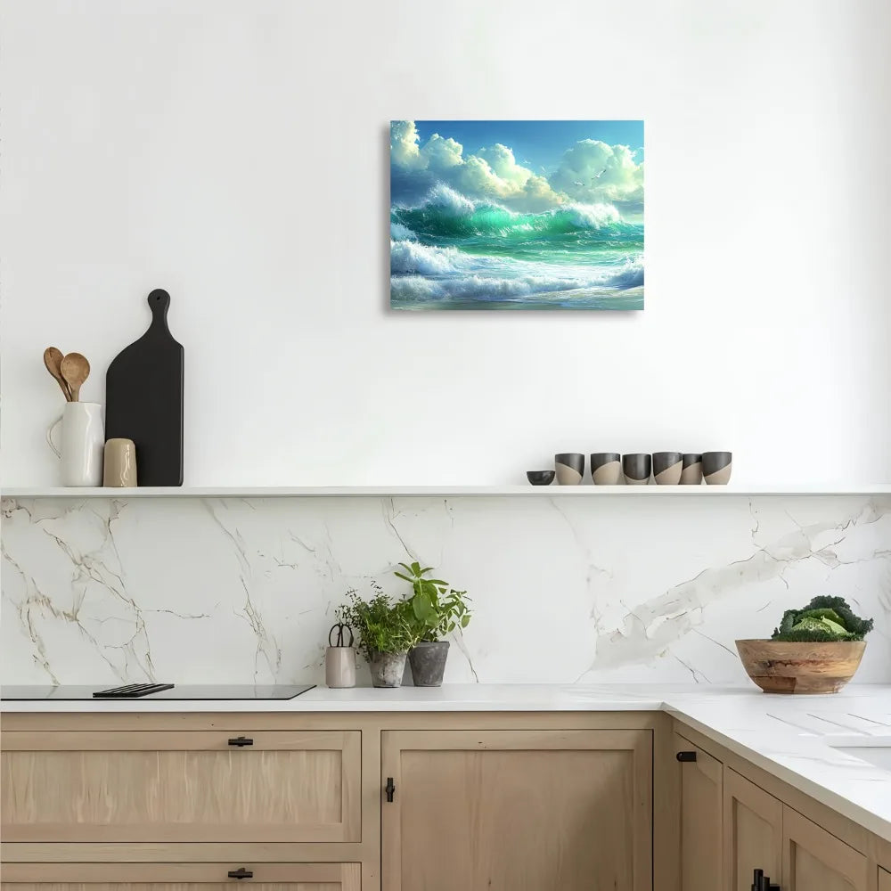 Vivid Blue Sky and Sea of Clouds Landscape Wall Art