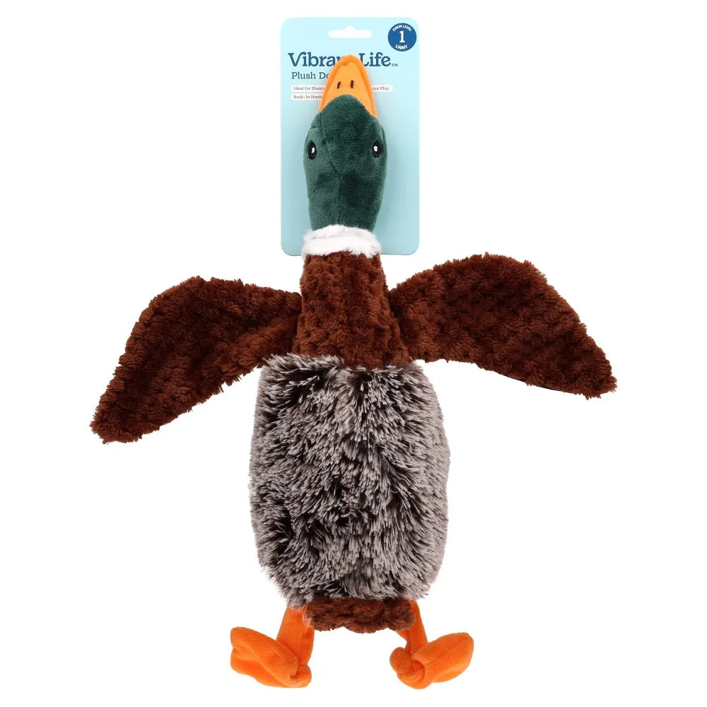 Colorful Duck Plush Dog Toy with Fun Honking Squeaker