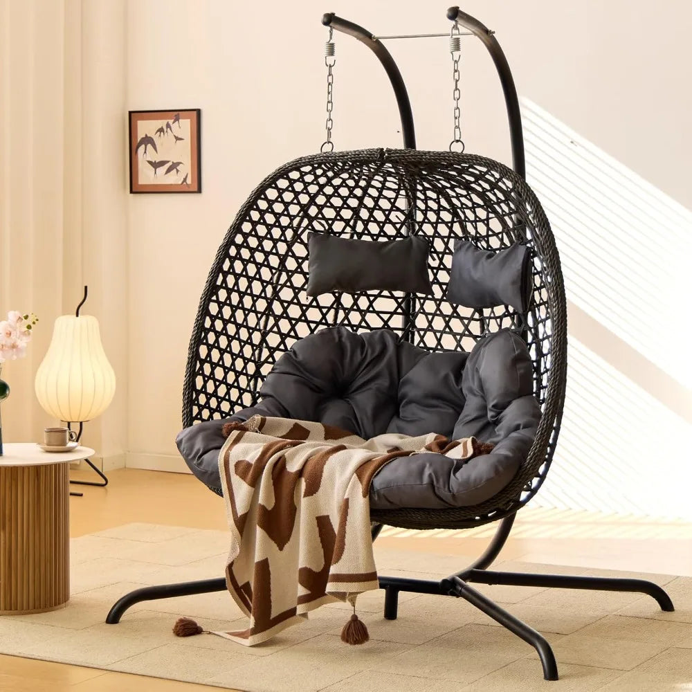 Double Hanging Egg Chair with Stand