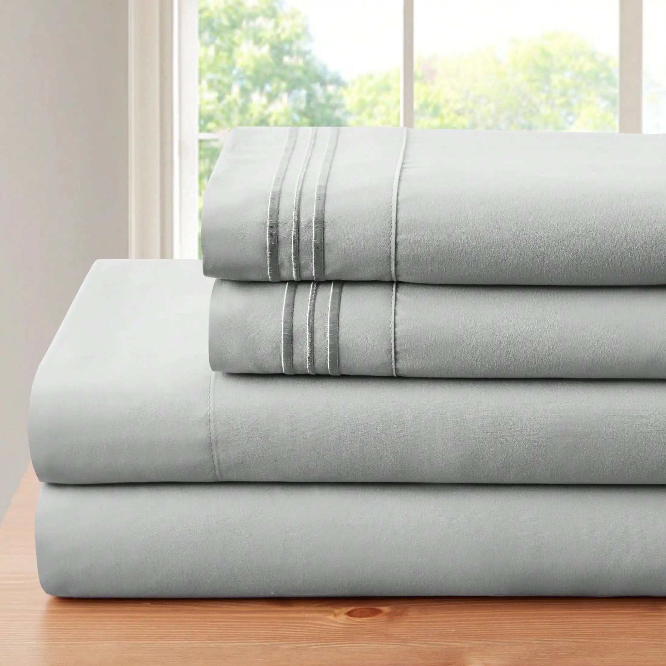 Bamboo 4 Piece Luxury 3 Embroidered Sheet Set