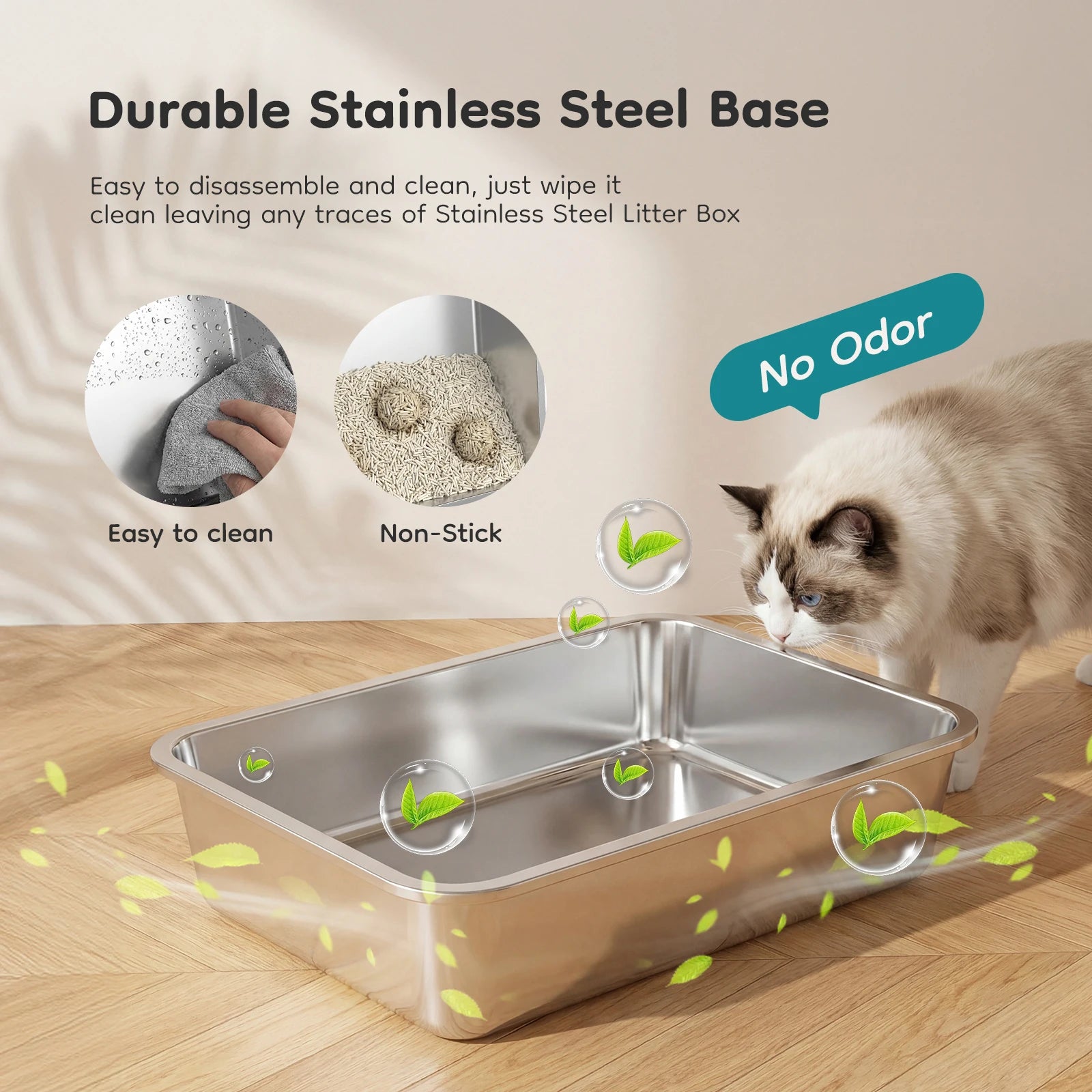 JHK 24 Inch Fully Enclosed Stainless Steel Cat Litter Box