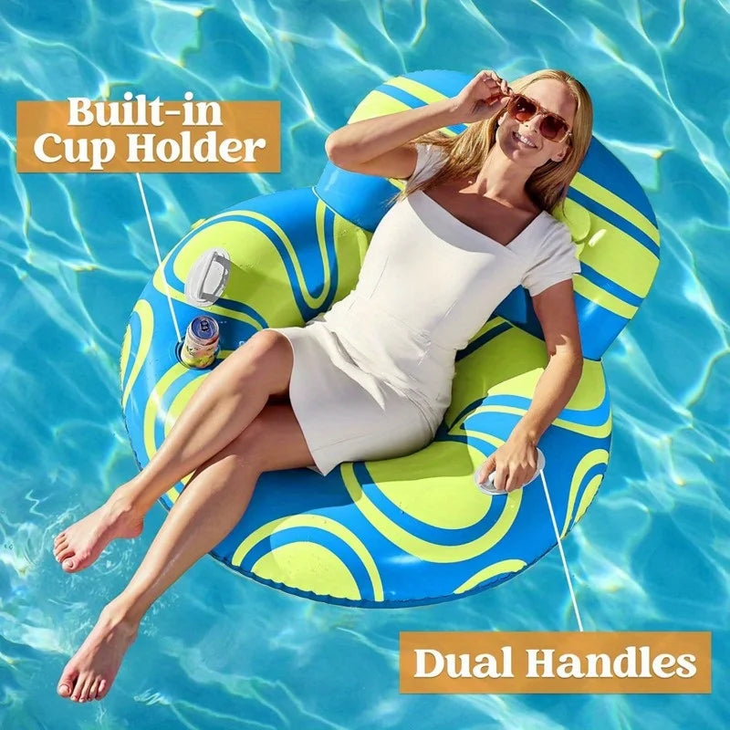JOYFY Inflatable Float Lounger with Cup Holder