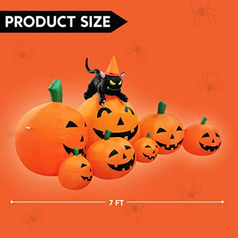 7 Foot Long Outdoor Pumpkin Halloween Inflatable Decoration