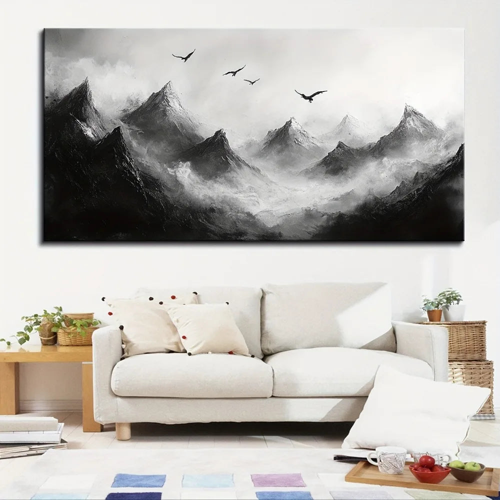 Foggy Mountain Landscape Canvas Mural Wall Art