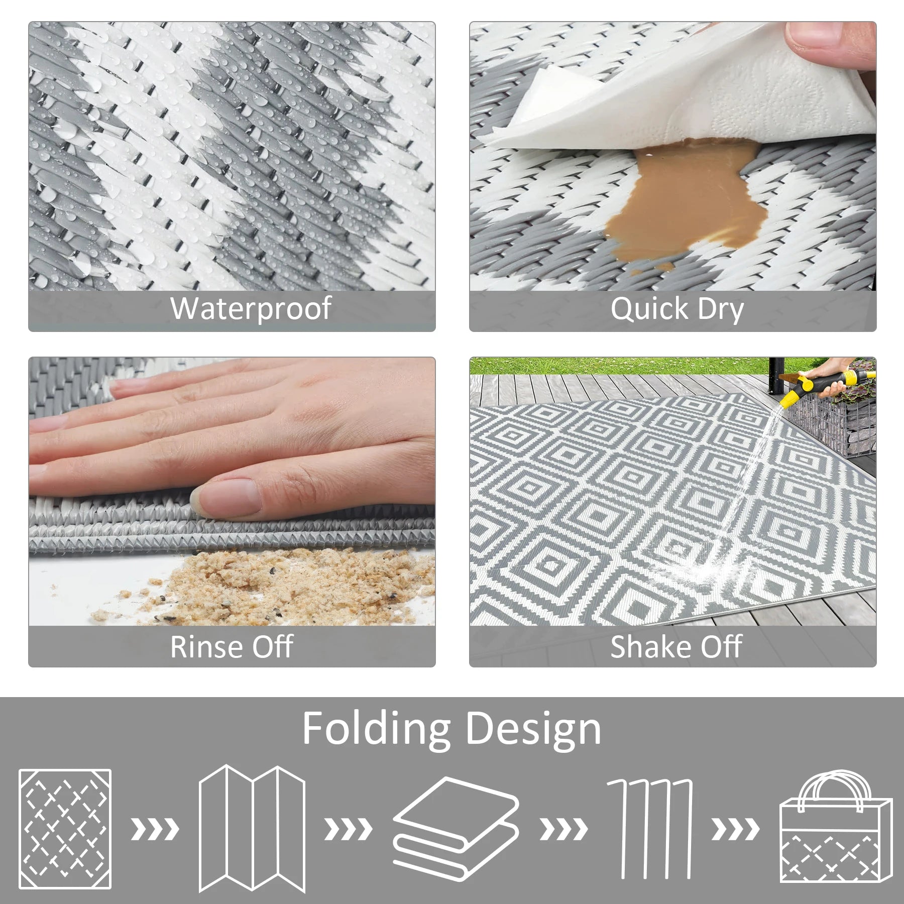 6‘ x 9’ Outdoor Waterproof Reversible Rug