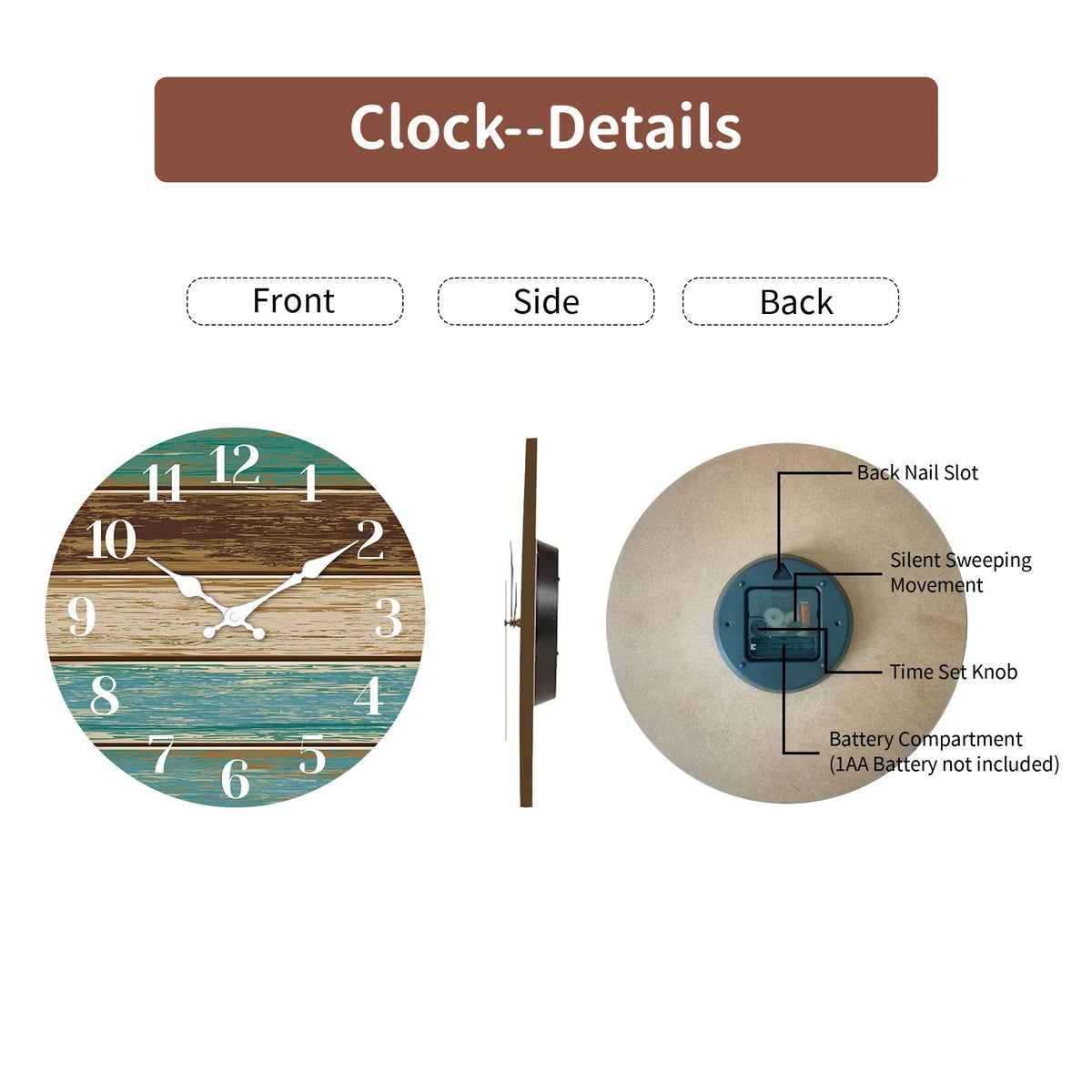 Farmhouse Style Wooden Veneer Wall Clock