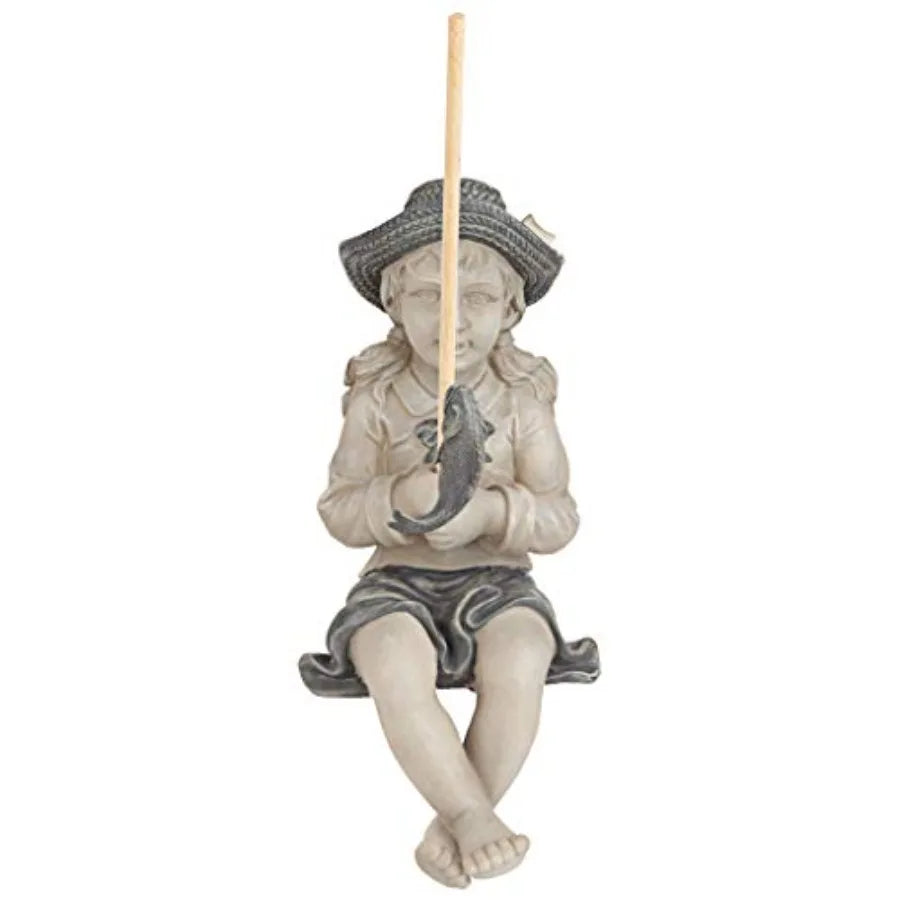 Big Catch Fisherwoman Nellie with Fishing Pole Garden Statue