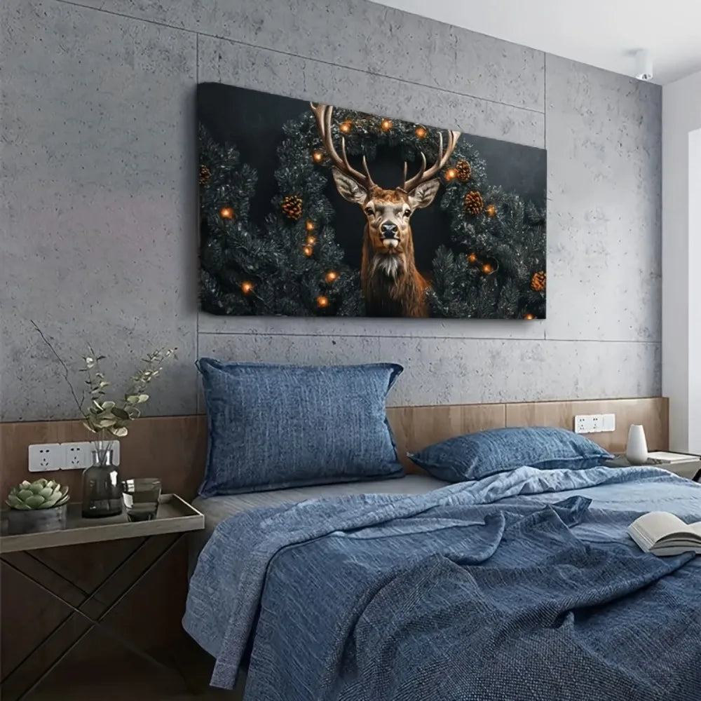 Elegant Reindeer Holiday Landscape Wall Art