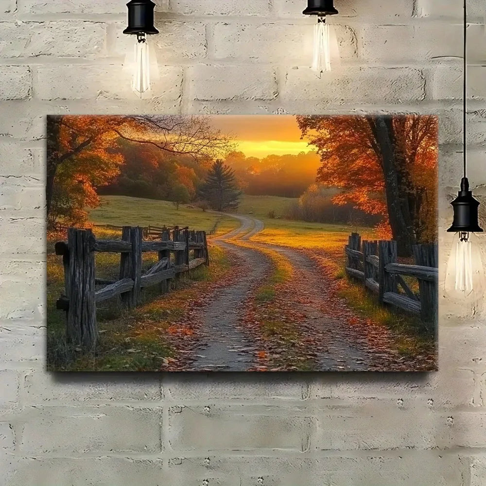 Vibrant Fall Colors with this Autumn Landscape Canvas Wall Art