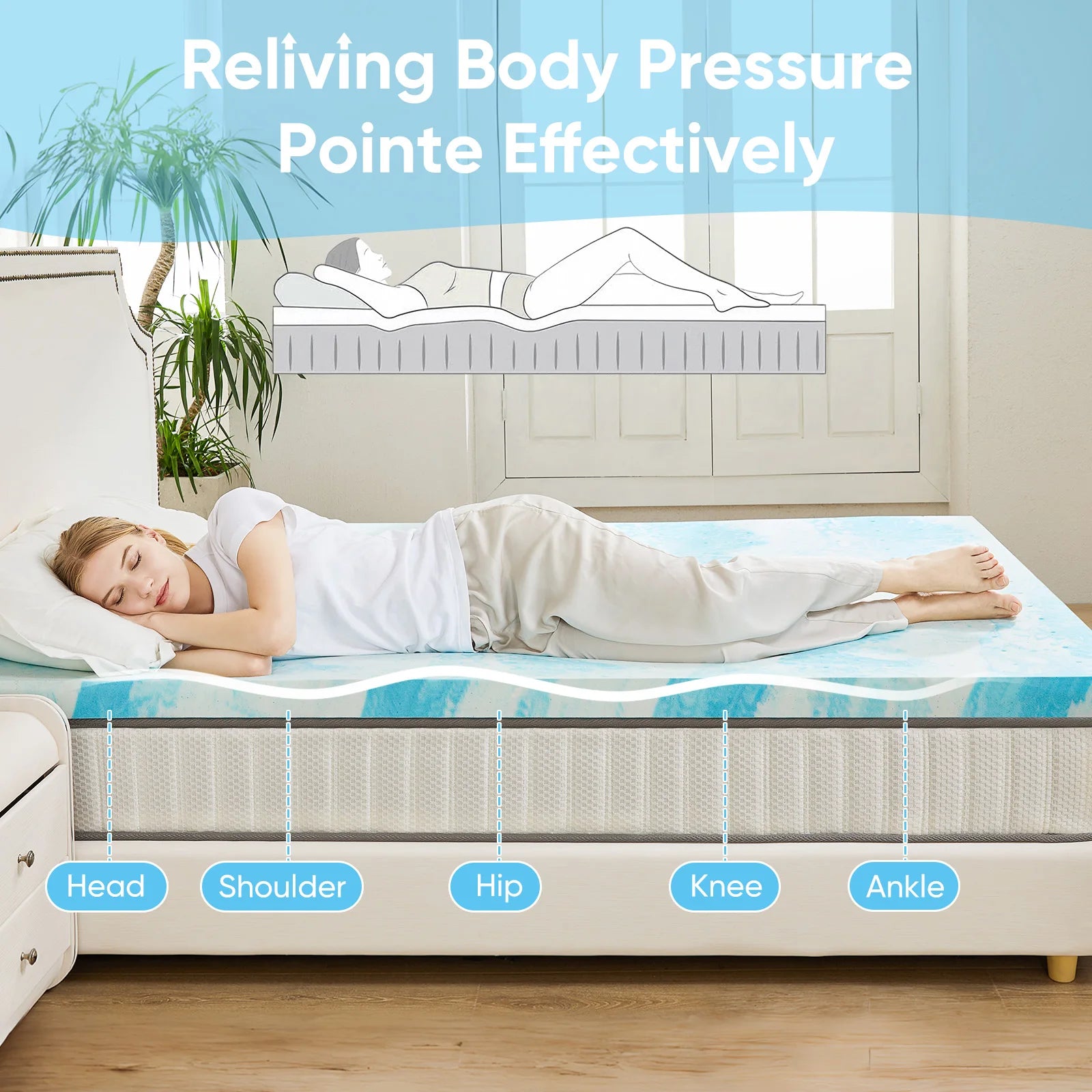 Cooling Gel Memory Foam Mattress Topper