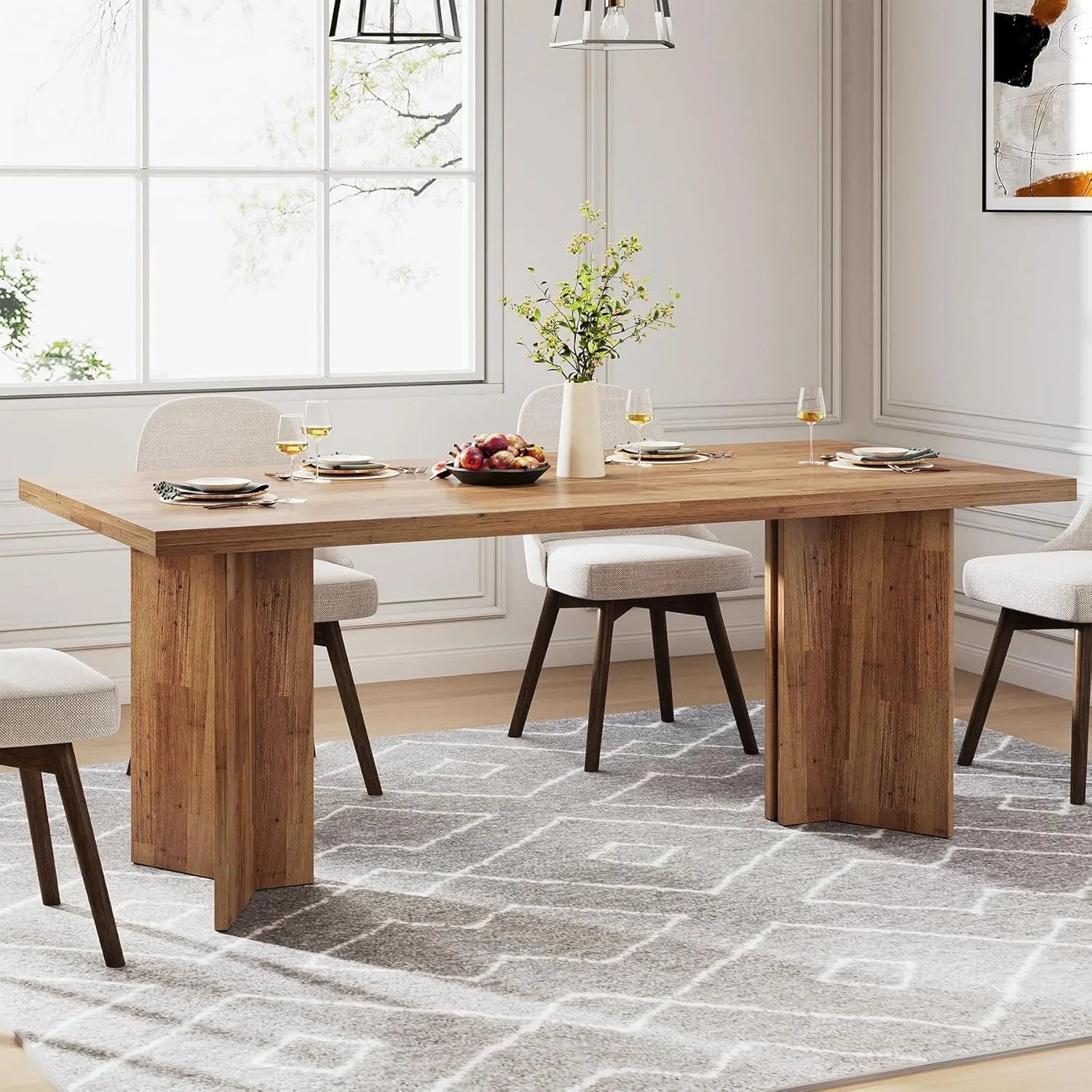 63-inch Farmhouse Style Dining Table Seats 4-6
