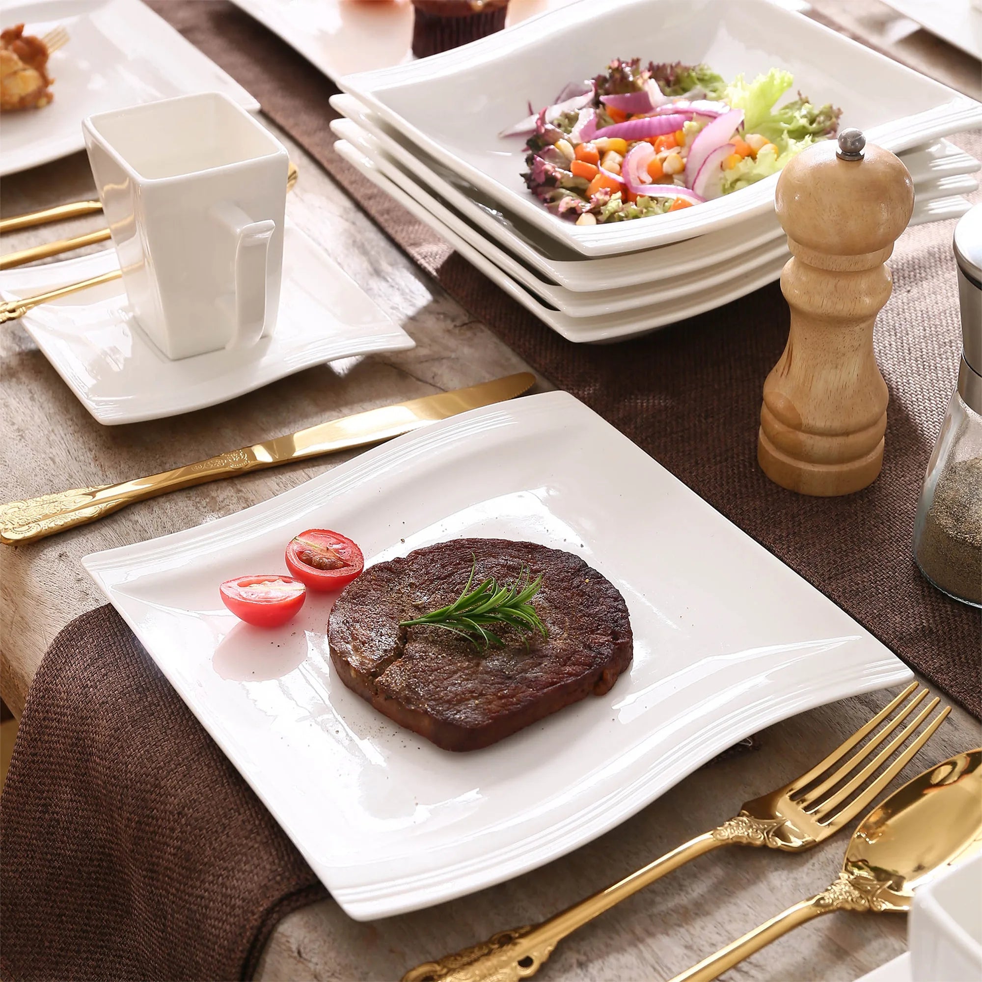 Malacasa White Porcelain Dinner Set