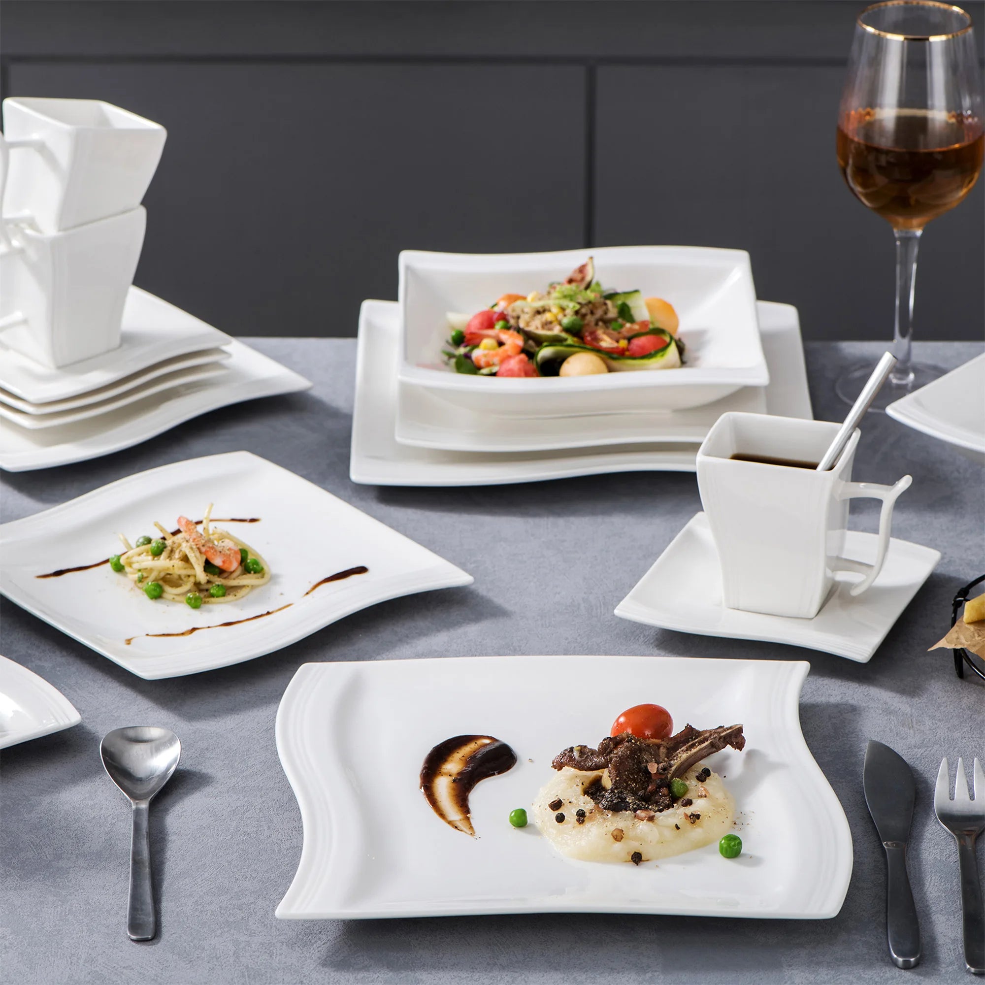 Malacasa White Porcelain Dinner Set