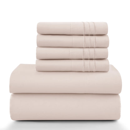 Lux Décor 6-Piece Solid Brushed Microfiber Sheet Set