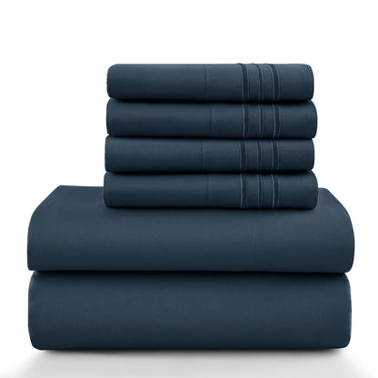 Lux Décor 6-Piece Solid Brushed Microfiber Sheet Set