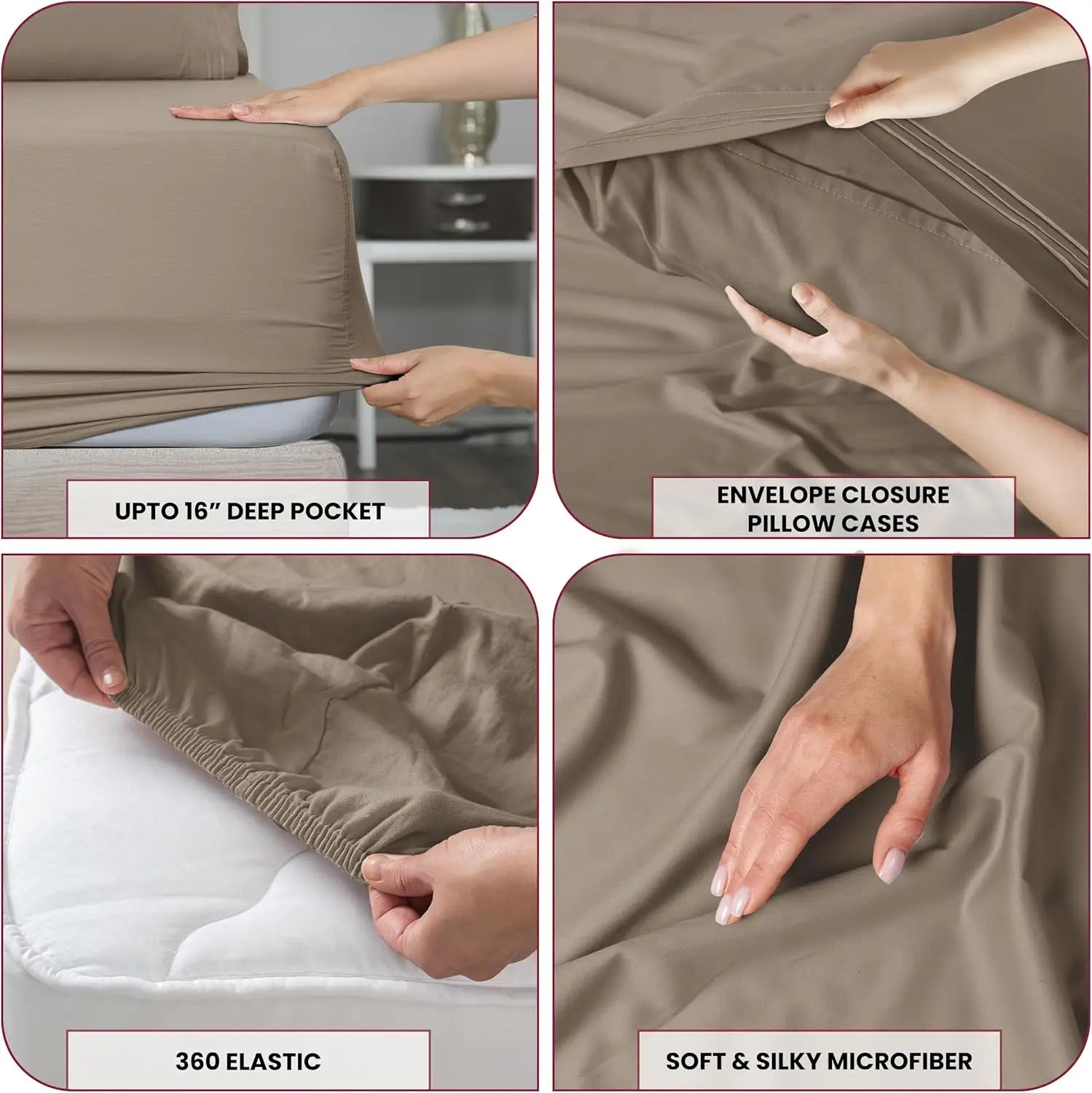 Lux Décor 6-Piece Solid Brushed Microfiber Sheet Set