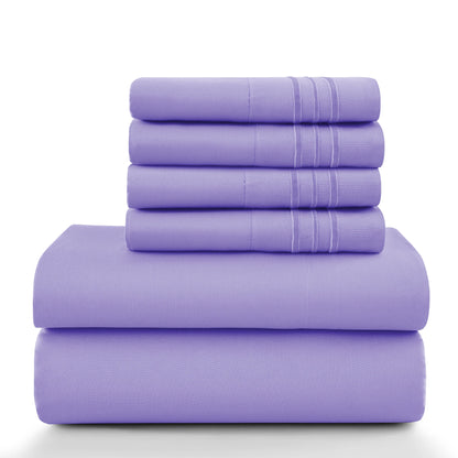 Lux Décor 6-Piece Solid Brushed Microfiber Sheet Set