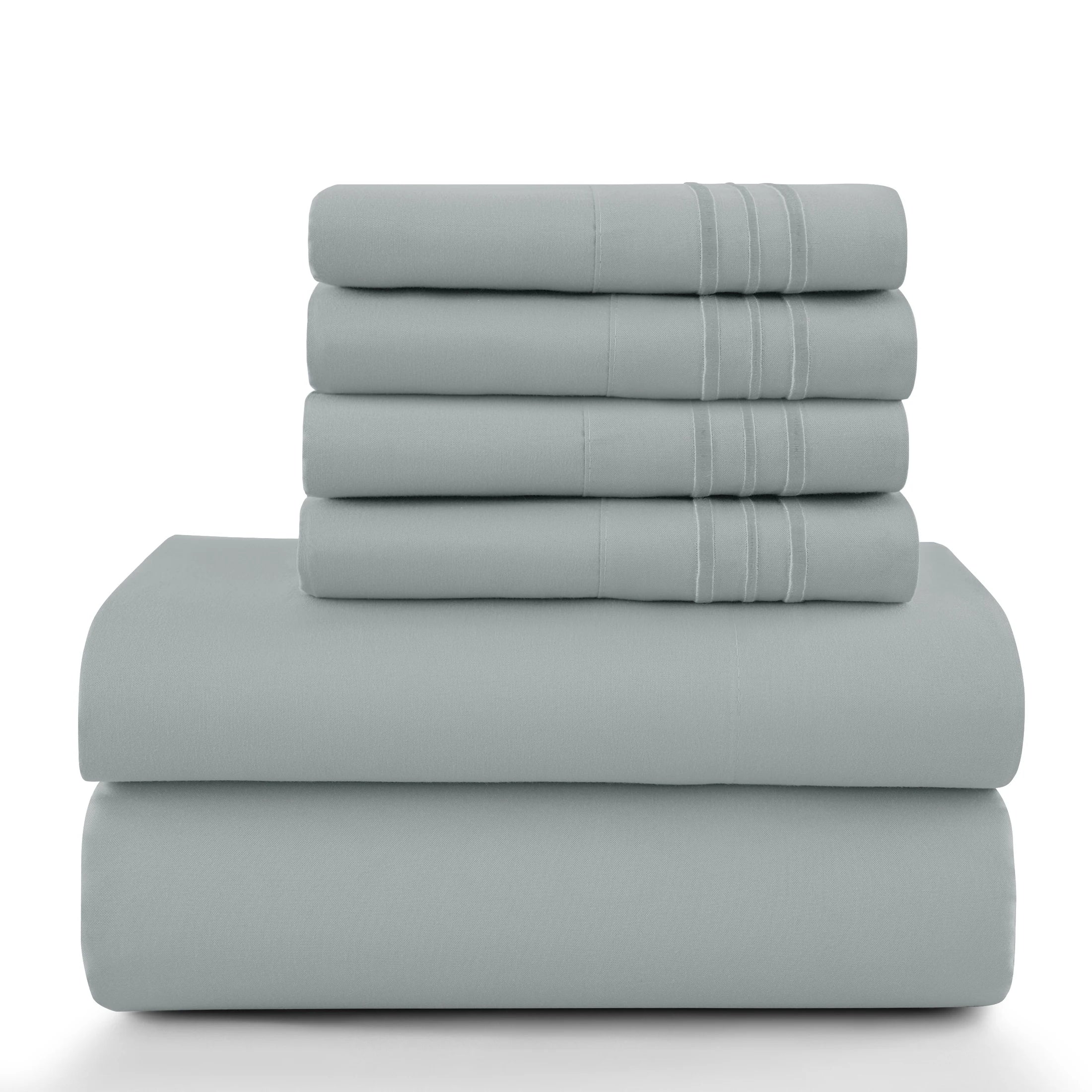 Lux Décor 6-Piece Solid Brushed Microfiber Sheet Set