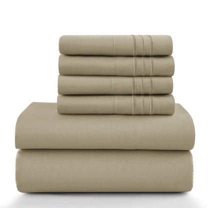 Lux Décor 6-Piece Solid Brushed Microfiber Sheet Set