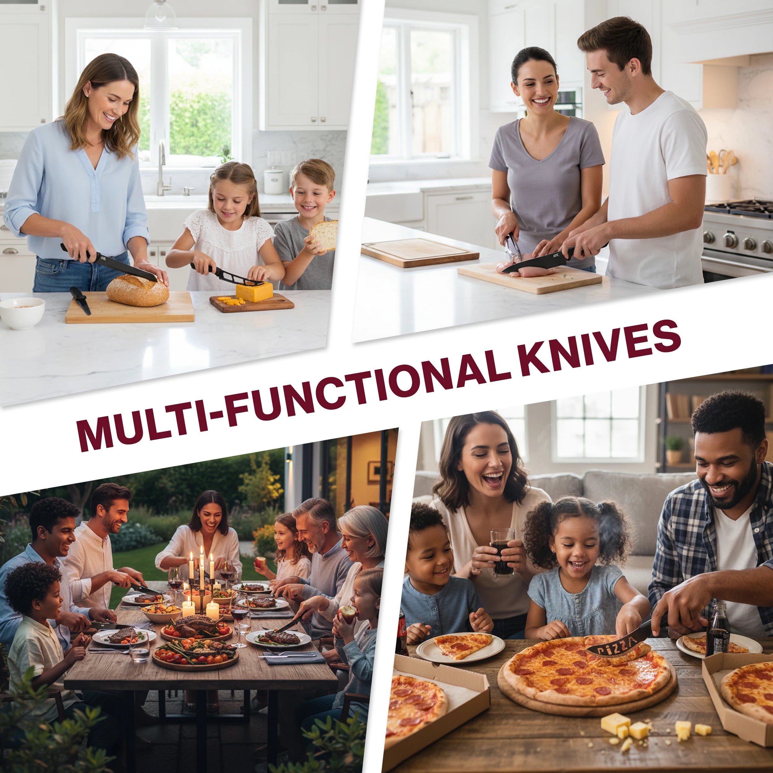 Lux Decor Collection Stainless Steel Kitchen Black Knife Set