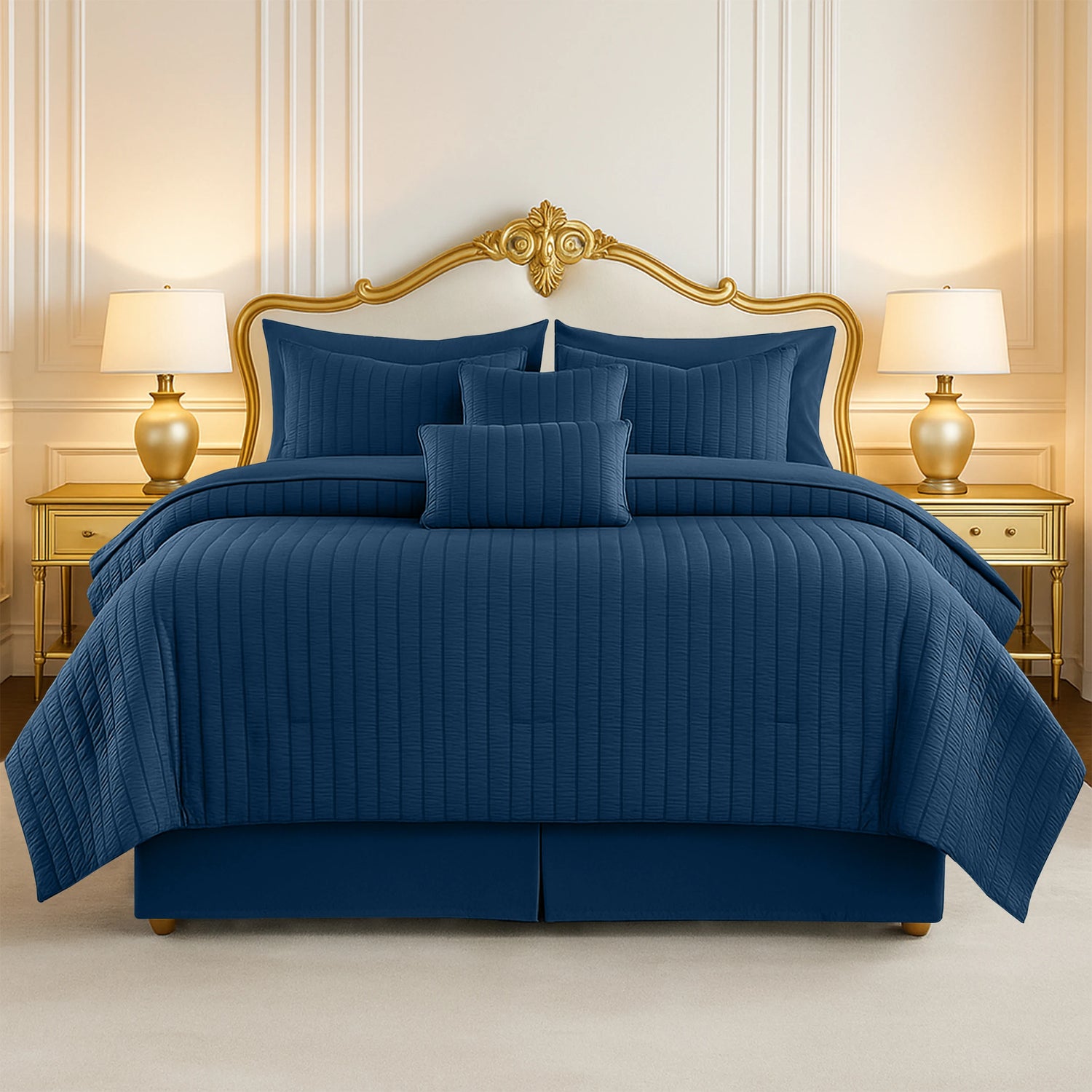 Lux Décor 10-Piece Seersucker Bed-In-A-Bag Comforter Set