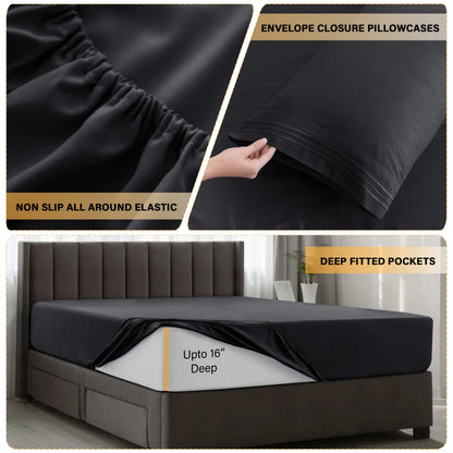Lux Décor 6-Piece Solid Brushed Microfiber Sheet Set