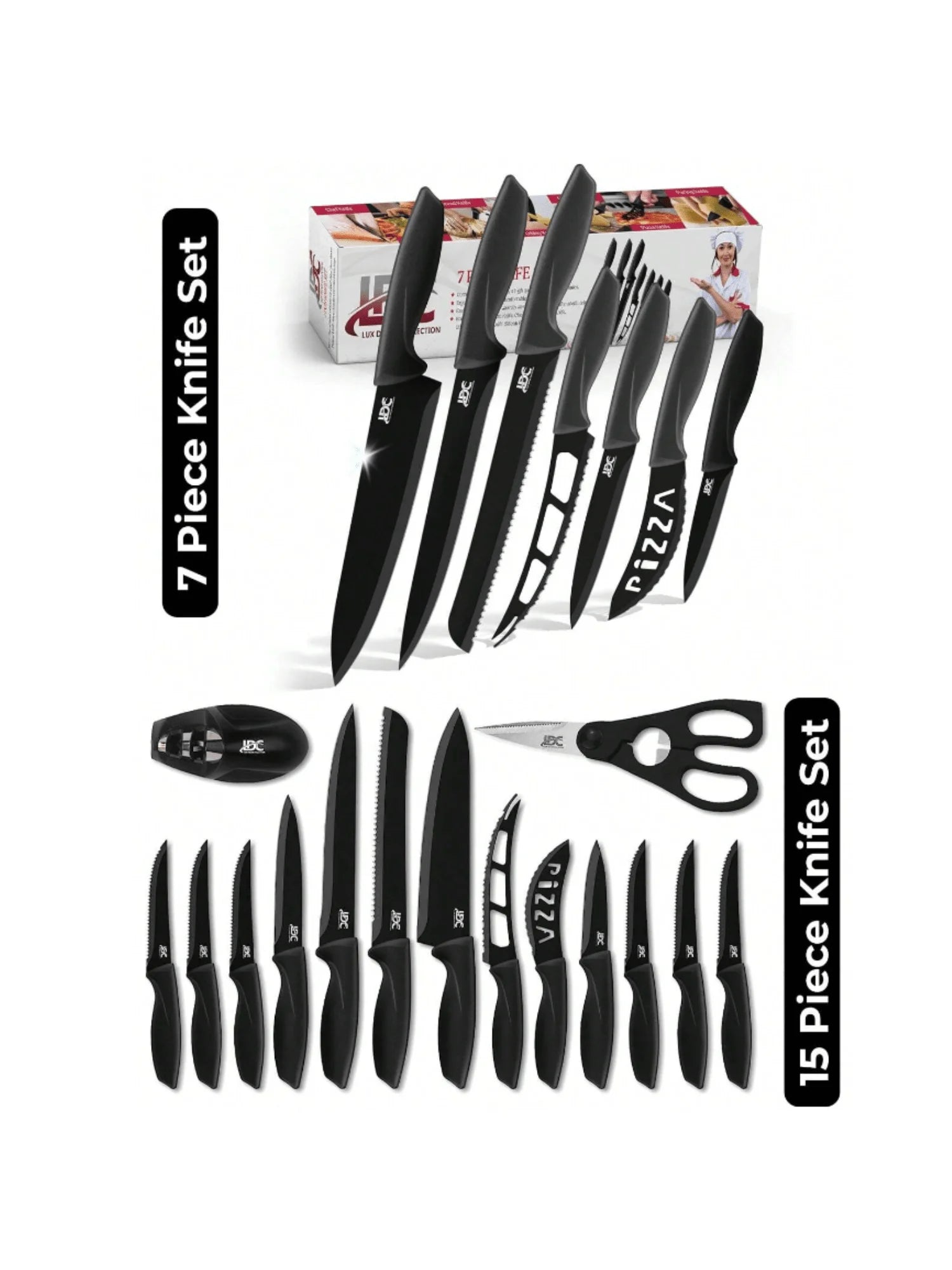 Lux Decor Collection Stainless Steel Kitchen Black Knife Set