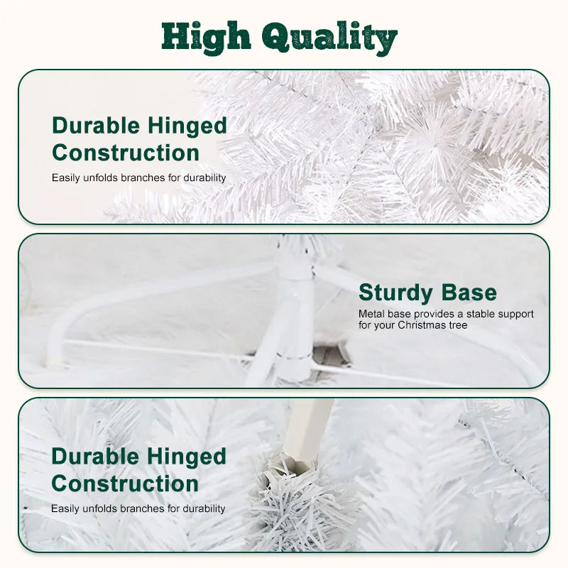 7 and 8 Foot Artificial Christmas Tree with Snow Flocked  Branch Tips
