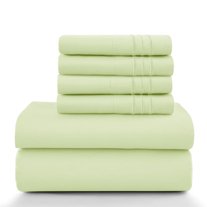 Lux Décor 6-Piece Solid Brushed Microfiber Sheet Set