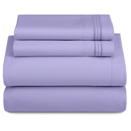 Lux Décor 4-Piece Solid Sheet Set – Brushed Microfiber
