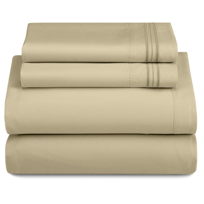 Lux Décor 4-Piece Solid Sheet Set – Brushed Microfiber