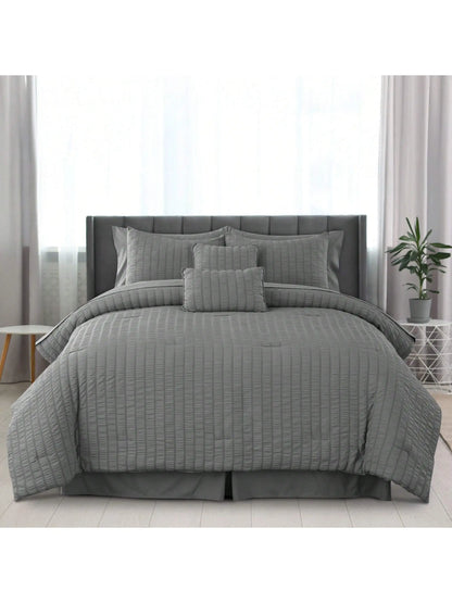 Lux Décor 10-Piece Seersucker Bed-In-A-Bag Comforter Set