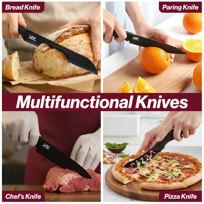 Lux Decor Collection Stainless Steel Kitchen Black Knife Set