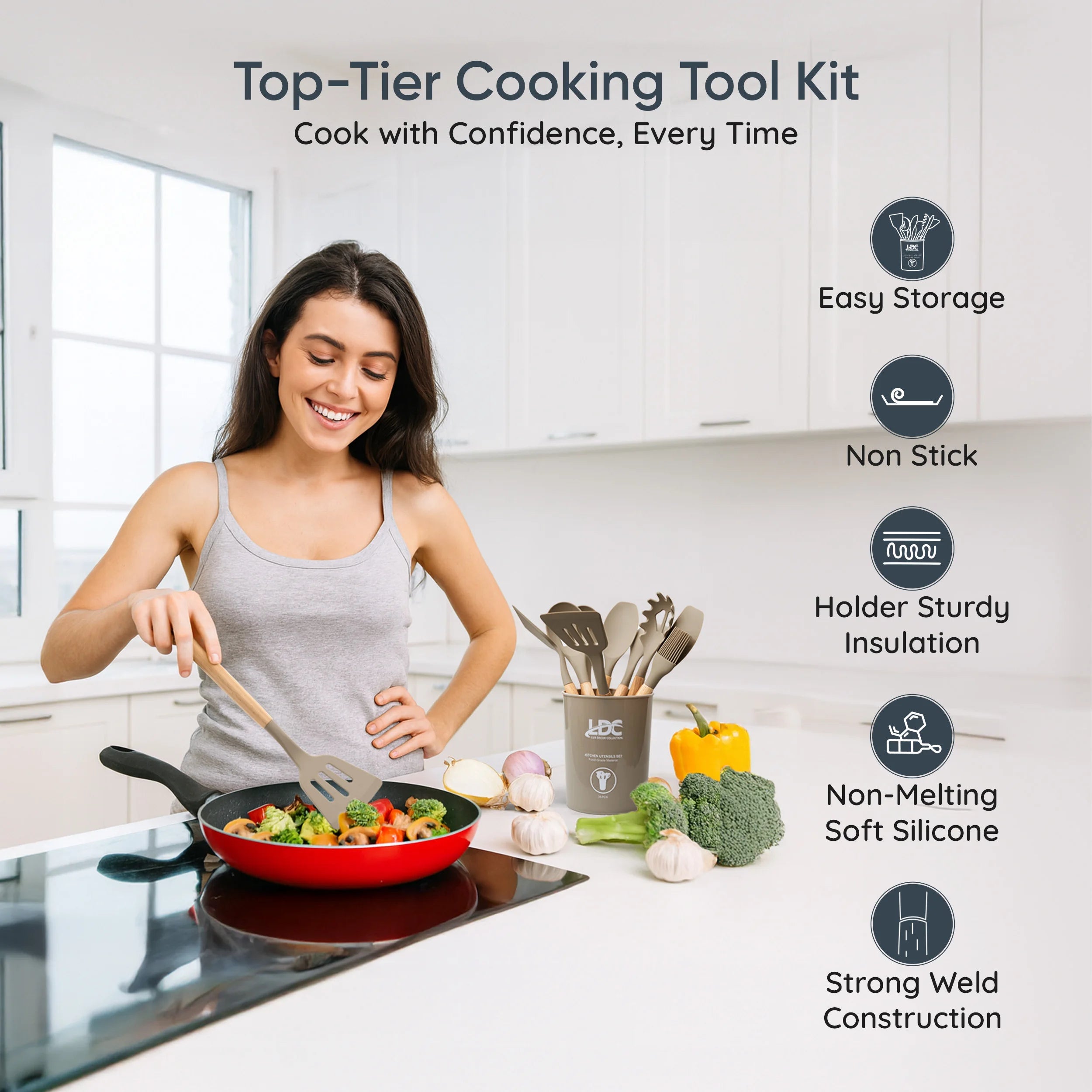 Lux Decor 35-Piece Silicone Cooking Utensils