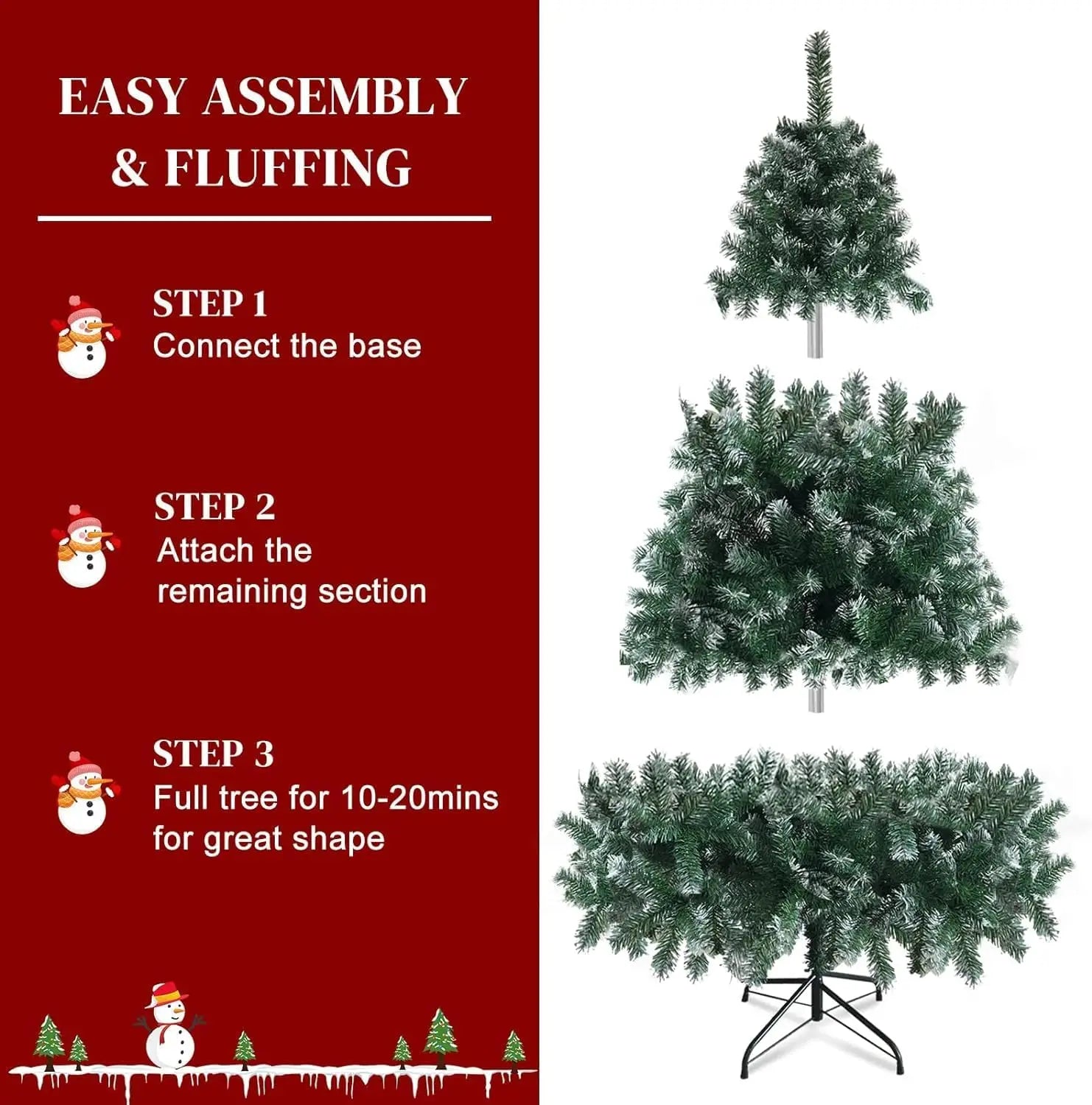 7 and 8 Foot Artificial Christmas Tree with Snow Flocked Branch Tips
