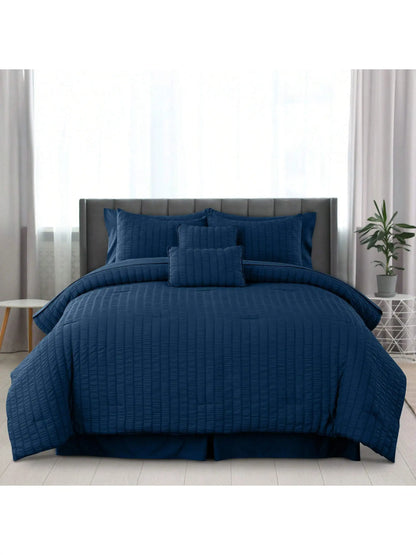 Lux Décor 10-Piece Seersucker Bed-In-A-Bag Comforter Set