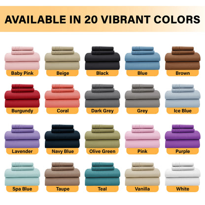 Lux Décor 6-Piece Solid Brushed Microfiber Sheet Set