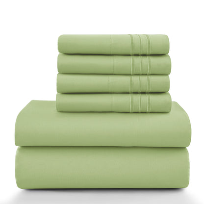Lux Décor 6-Piece Solid Brushed Microfiber Sheet Set