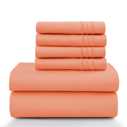 Lux Décor 6-Piece Solid Brushed Microfiber Sheet Set