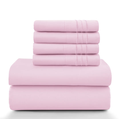 Lux Décor 6-Piece Solid Brushed Microfiber Sheet Set