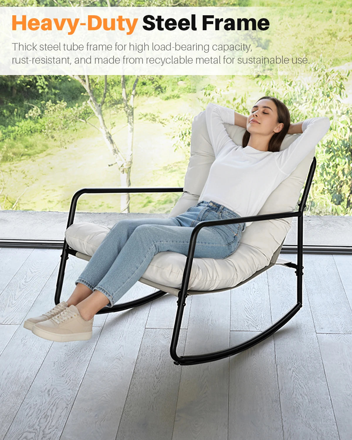 SEEHILL Outdoor Metal Rocking Chair