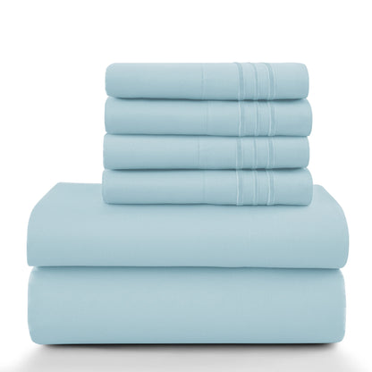 Lux Décor 6-Piece Solid Brushed Microfiber Sheet Set